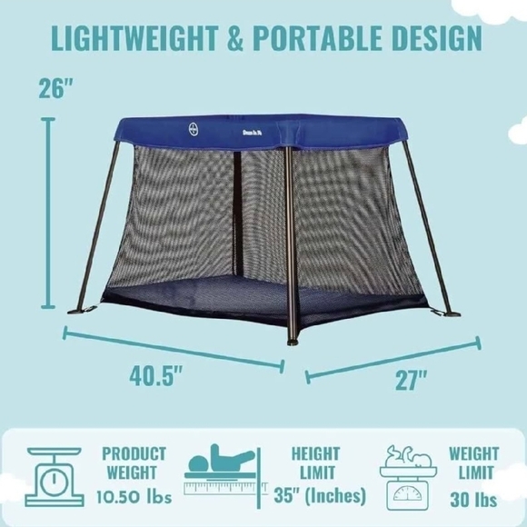Dream On Me Blue Playard with Carrying Case - Picture 2 of 5